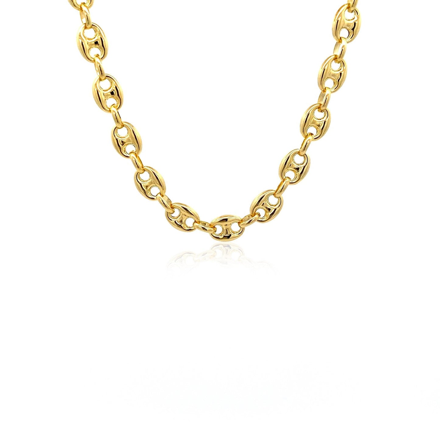 Cadena marinera inflada de oro amarillo de 14k de 6,9 mm