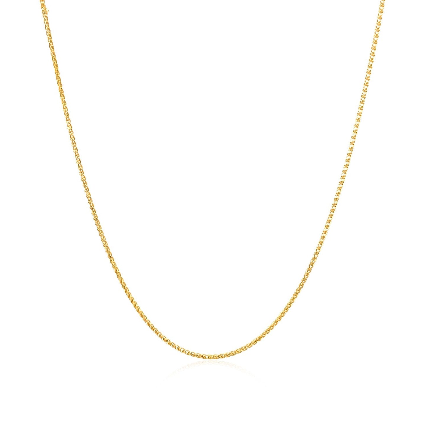 Cadena de espiga redonda con corte de diamante en oro amarillo de 14k de 0.6mm
