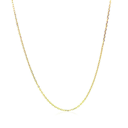 Cadena de eslabones tipo cable con corte de diamante de oro amarillo de 14k y 0.8mm