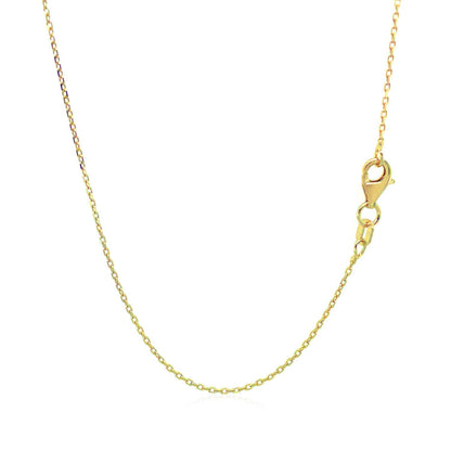 Cadena de eslabones tipo cable con corte de diamante de oro amarillo de 14k y 0.8mm