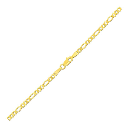 Pulsera Figaro de oro amarillo macizo de 14k y 2.8mm