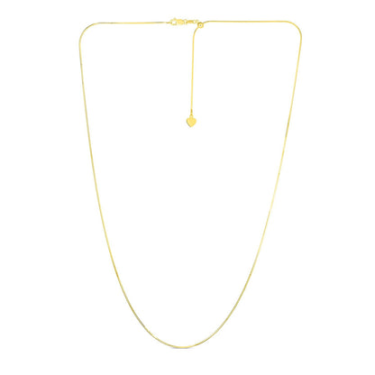 Cadena de serpiente ajustable de oro amarillo de 14k de 0,85 mm