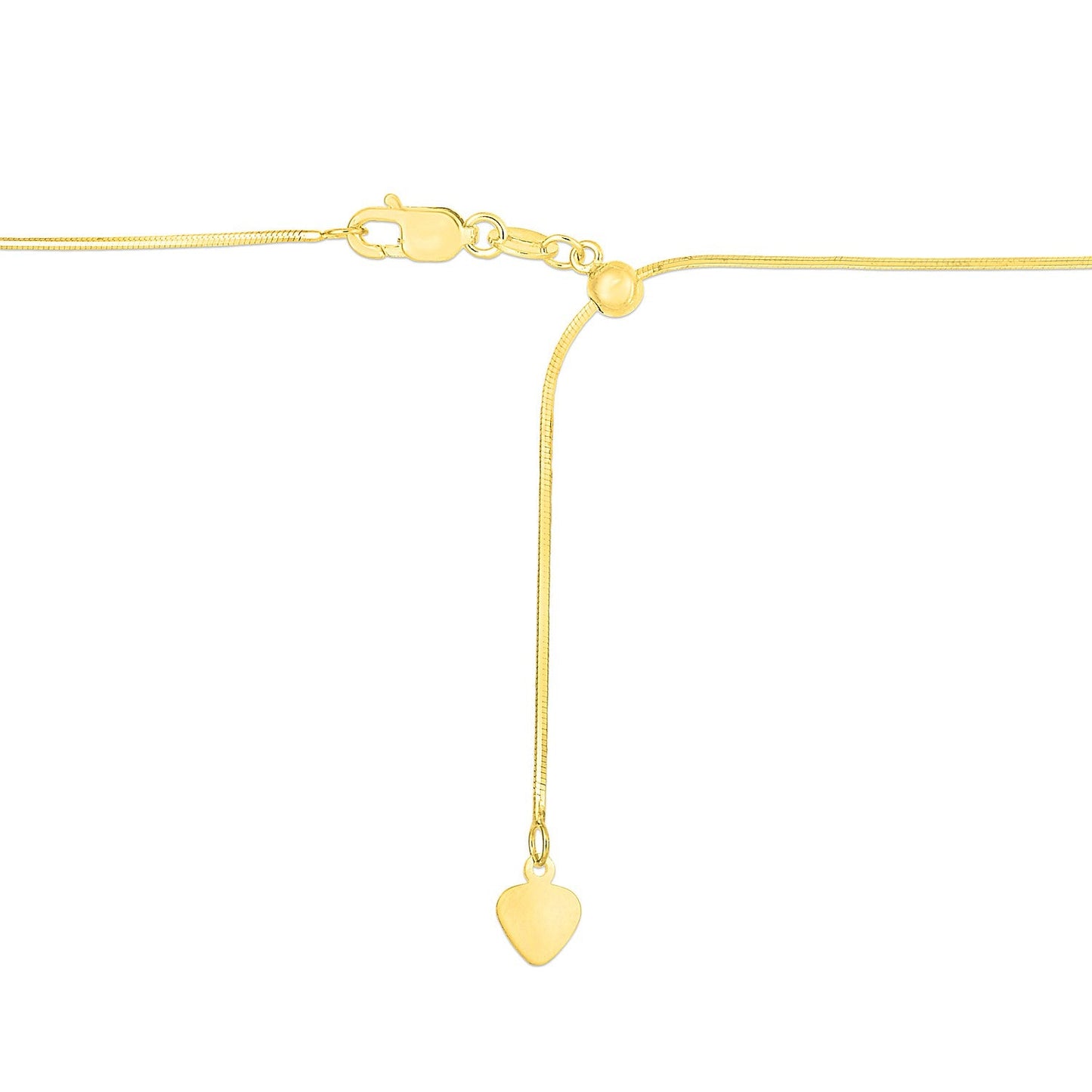 Cadena de serpiente ajustable de oro amarillo de 14k de 0,85 mm