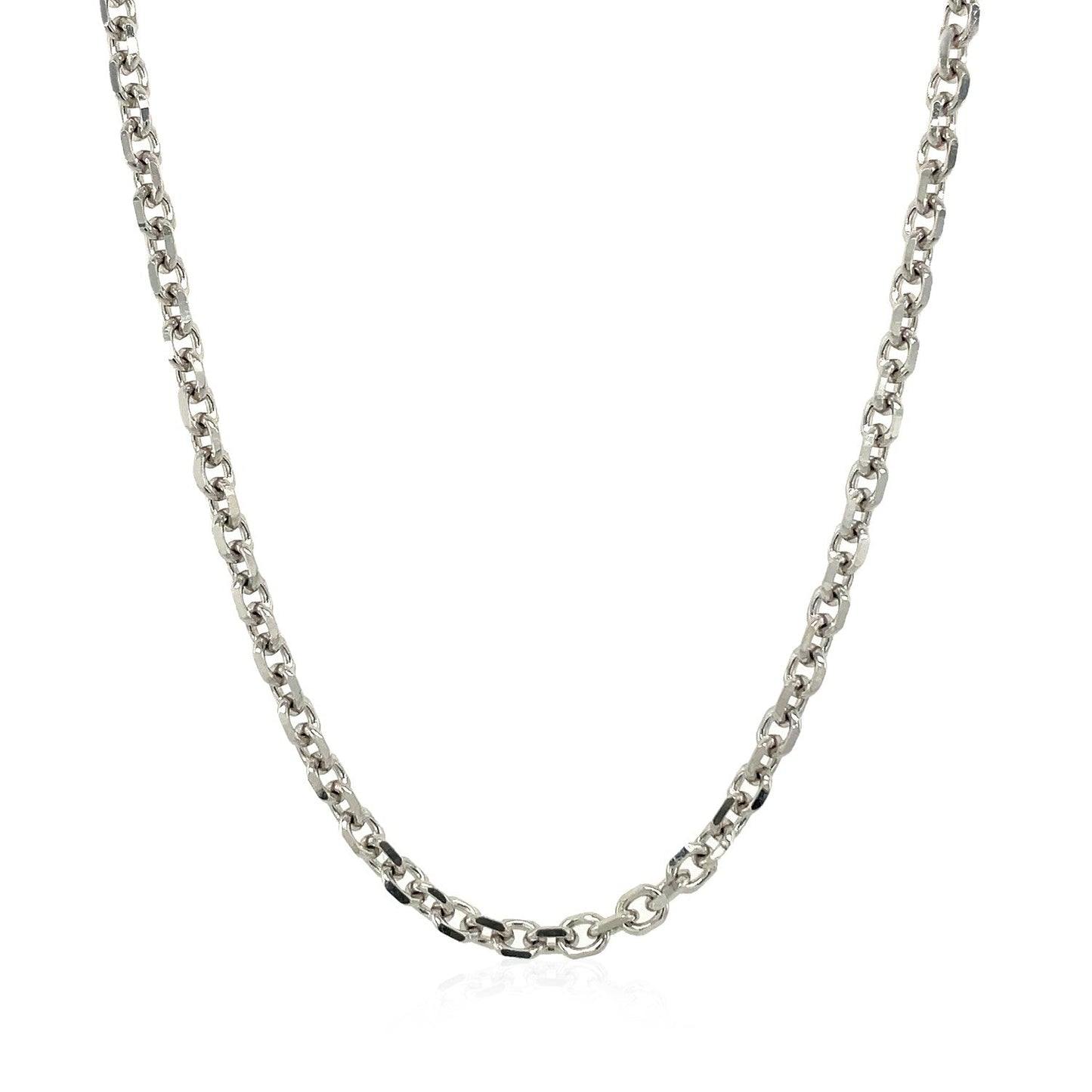 Cadena de eslabones de cable con corte de diamante de oro blanco de 14k (2.90 mm)