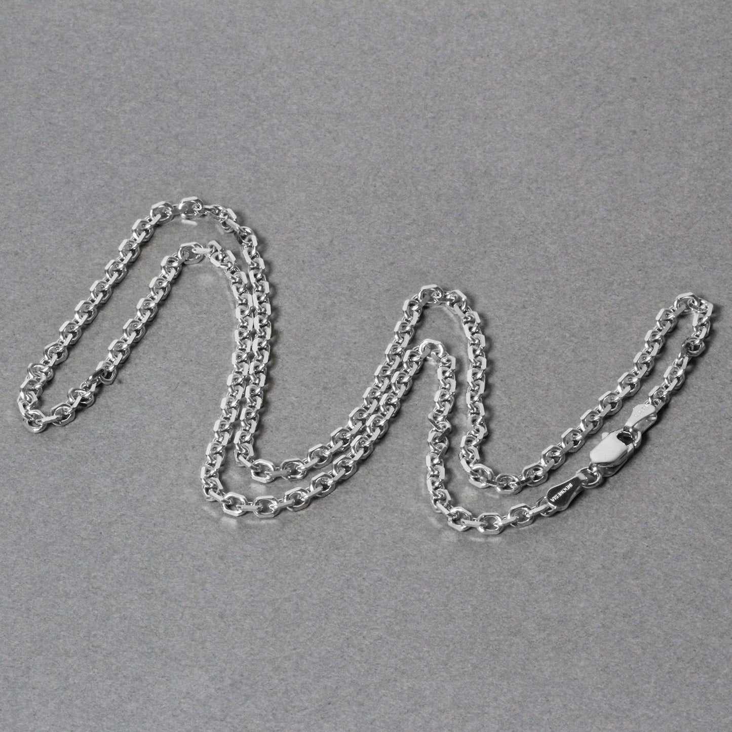 Cadena de eslabones de cable con corte de diamante de oro blanco de 14k (2.90 mm)