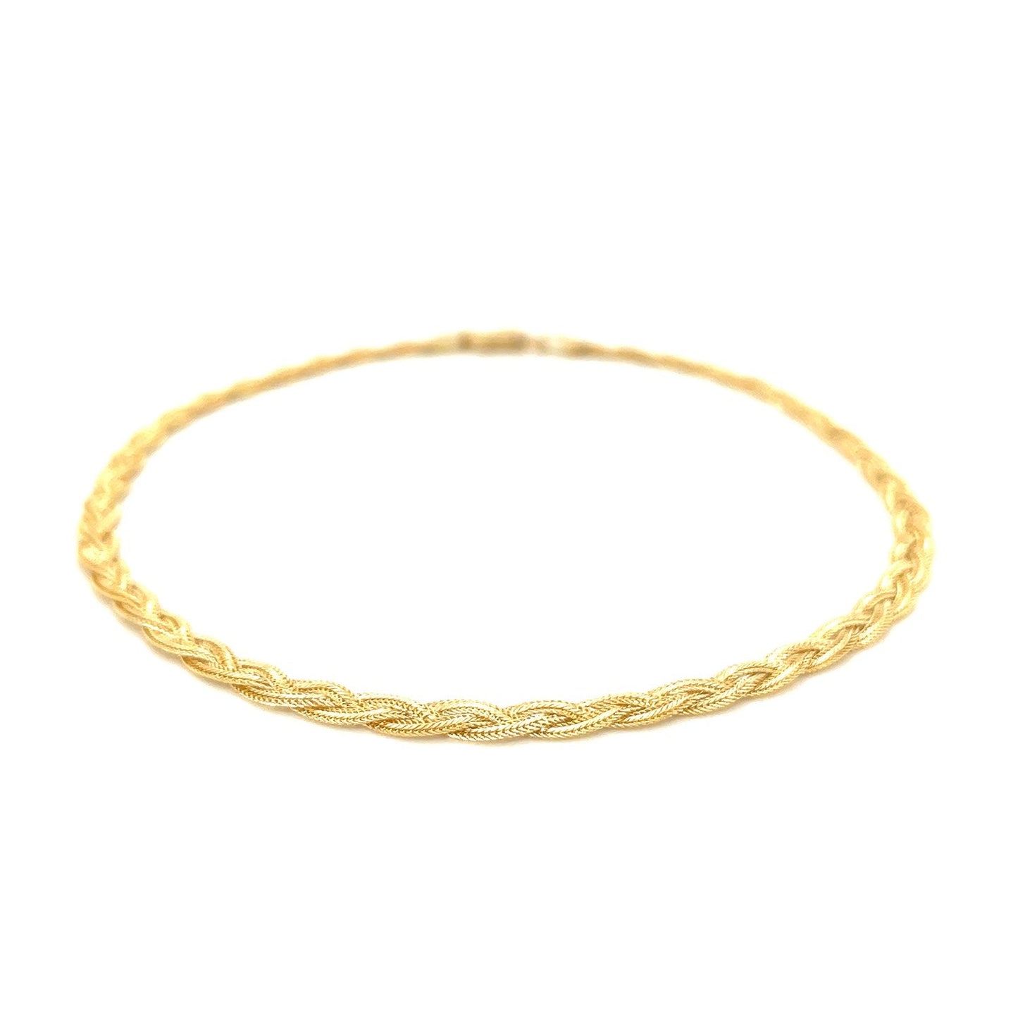 Tobillera de cola de zorro trenzada de oro amarillo de 14k y 3.5mm