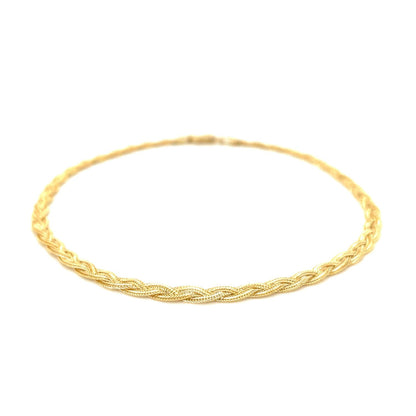 Tobillera de cola de zorro trenzada de oro amarillo de 14k y 3.5mm