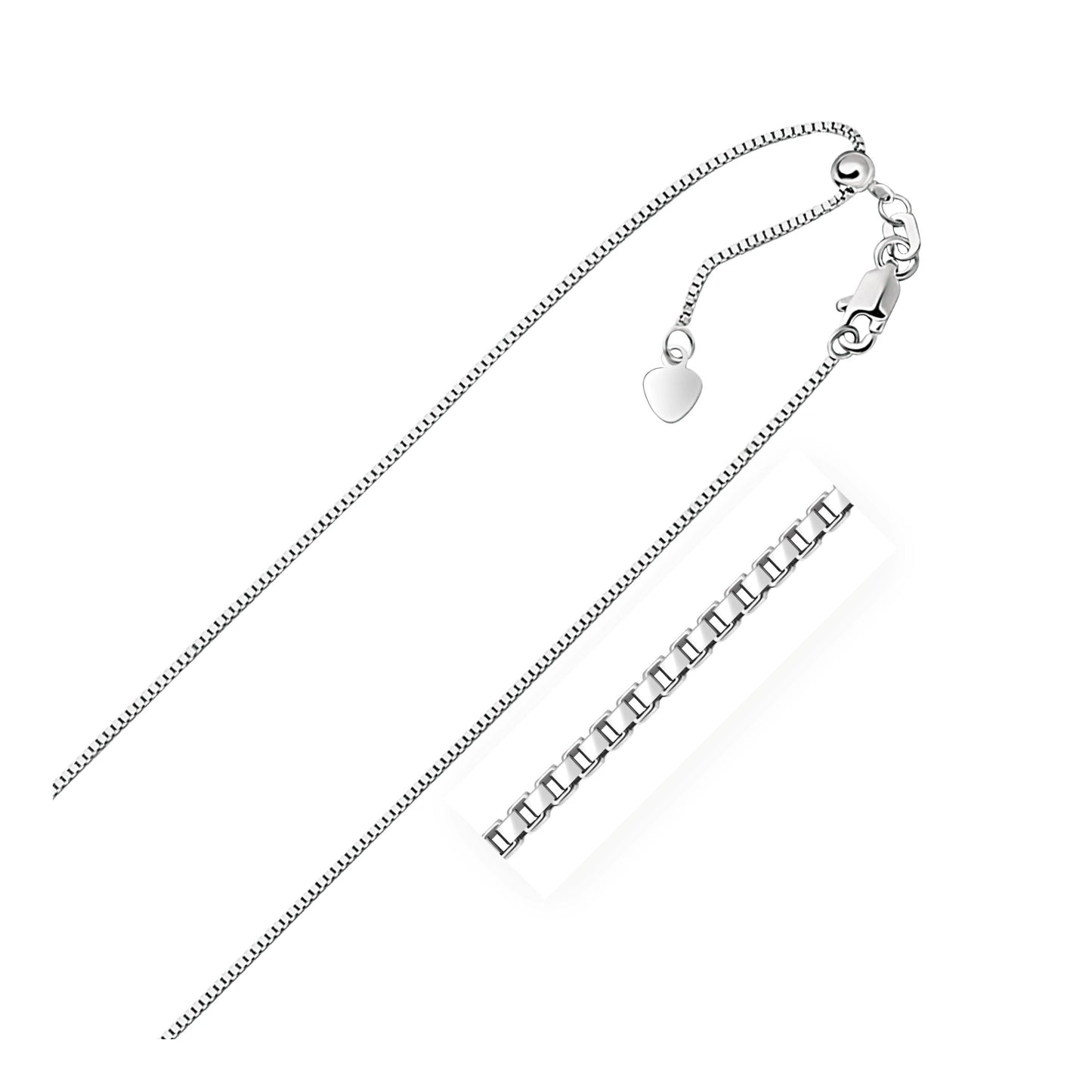 Cadena veneciana ajustable de oro blanco de 10 quilates de 0.85 mm