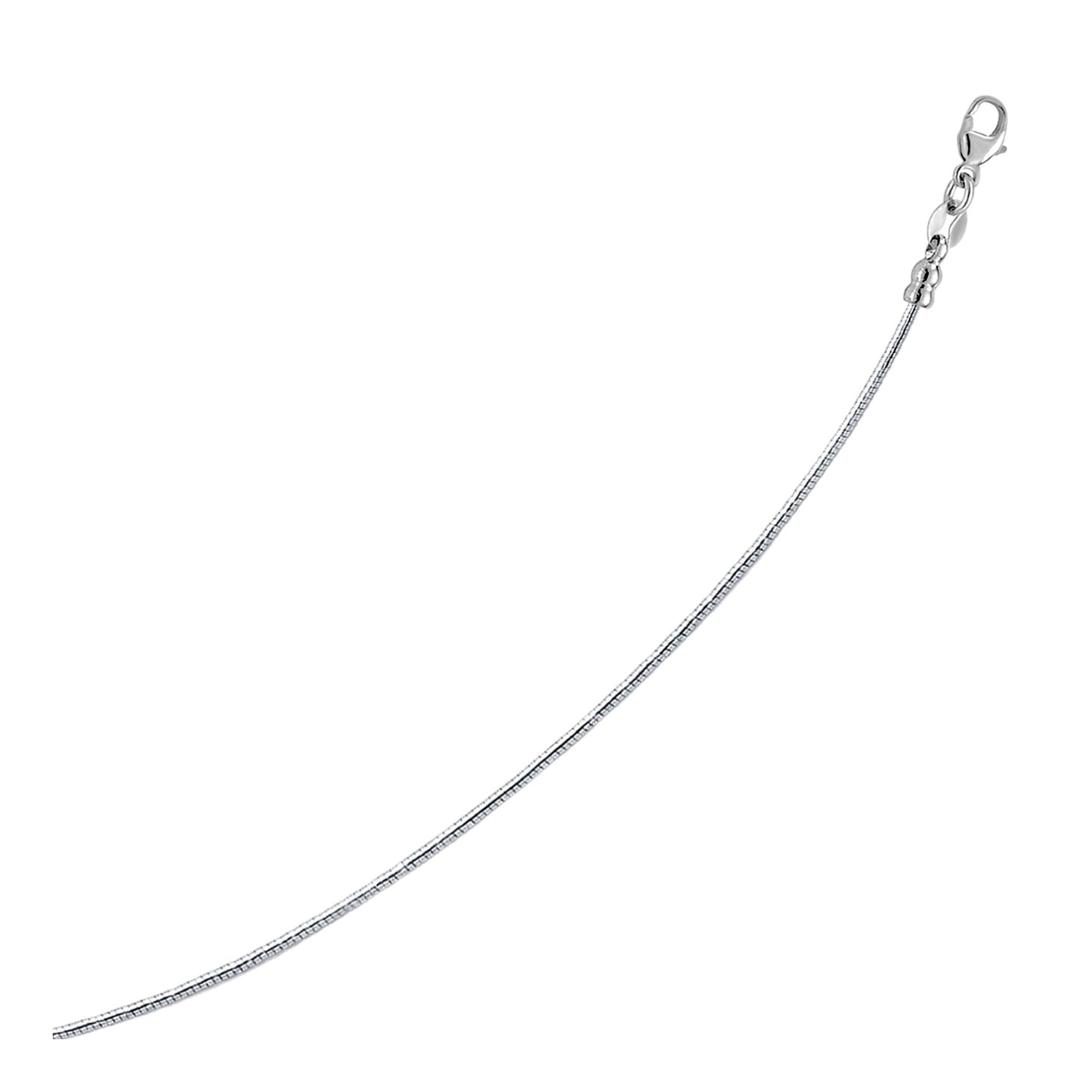 Collar de oro blanco de 14k con cadena Omega redonda