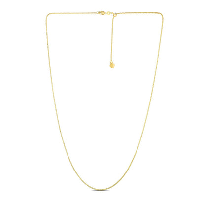 Cadena Ajustable de Palomitas de Maíz de Oro Amarillo de 14k de 1.3mm