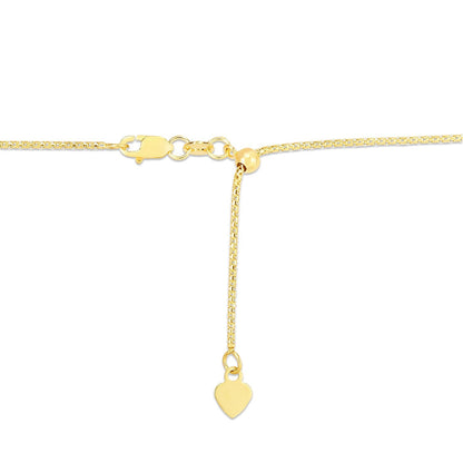 Cadena Ajustable de Palomitas de Maíz de Oro Amarillo de 14k de 1.3mm
