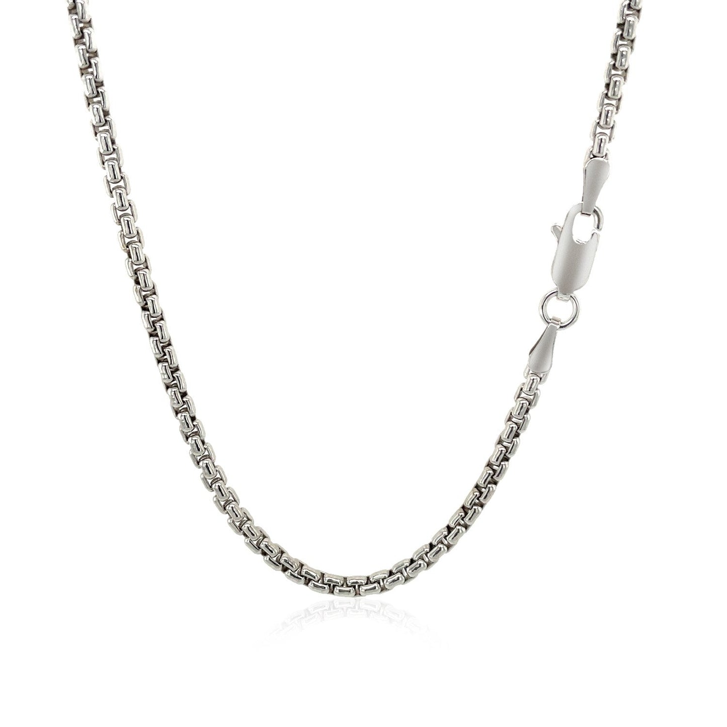Cadena de caja redonda de 2,4 mm de oro blanco de 14k