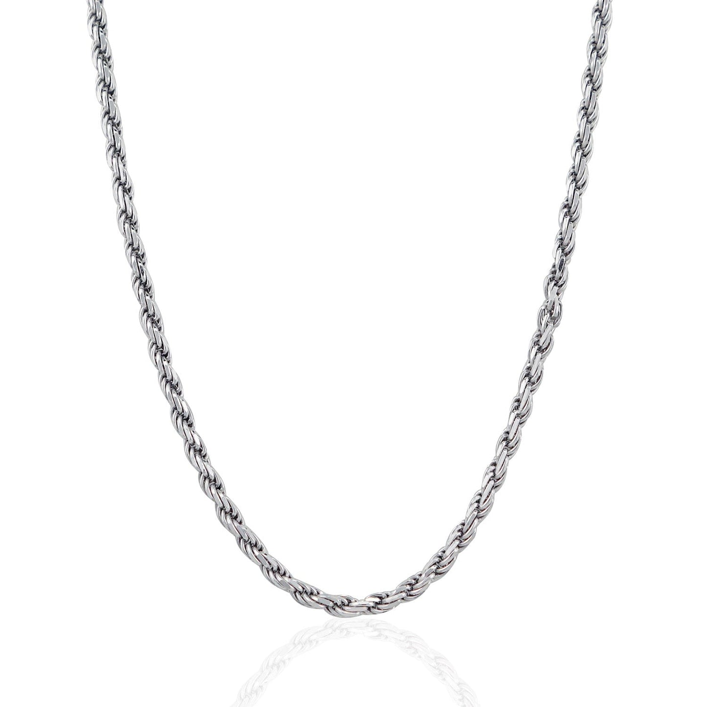 Cadena estilo cuerda de plata esterlina de 3,6 mm con corte de diamante