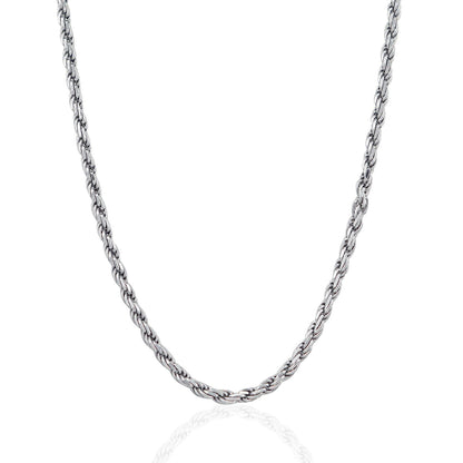 Cadena estilo cuerda de plata esterlina de 3,6 mm con corte de diamante