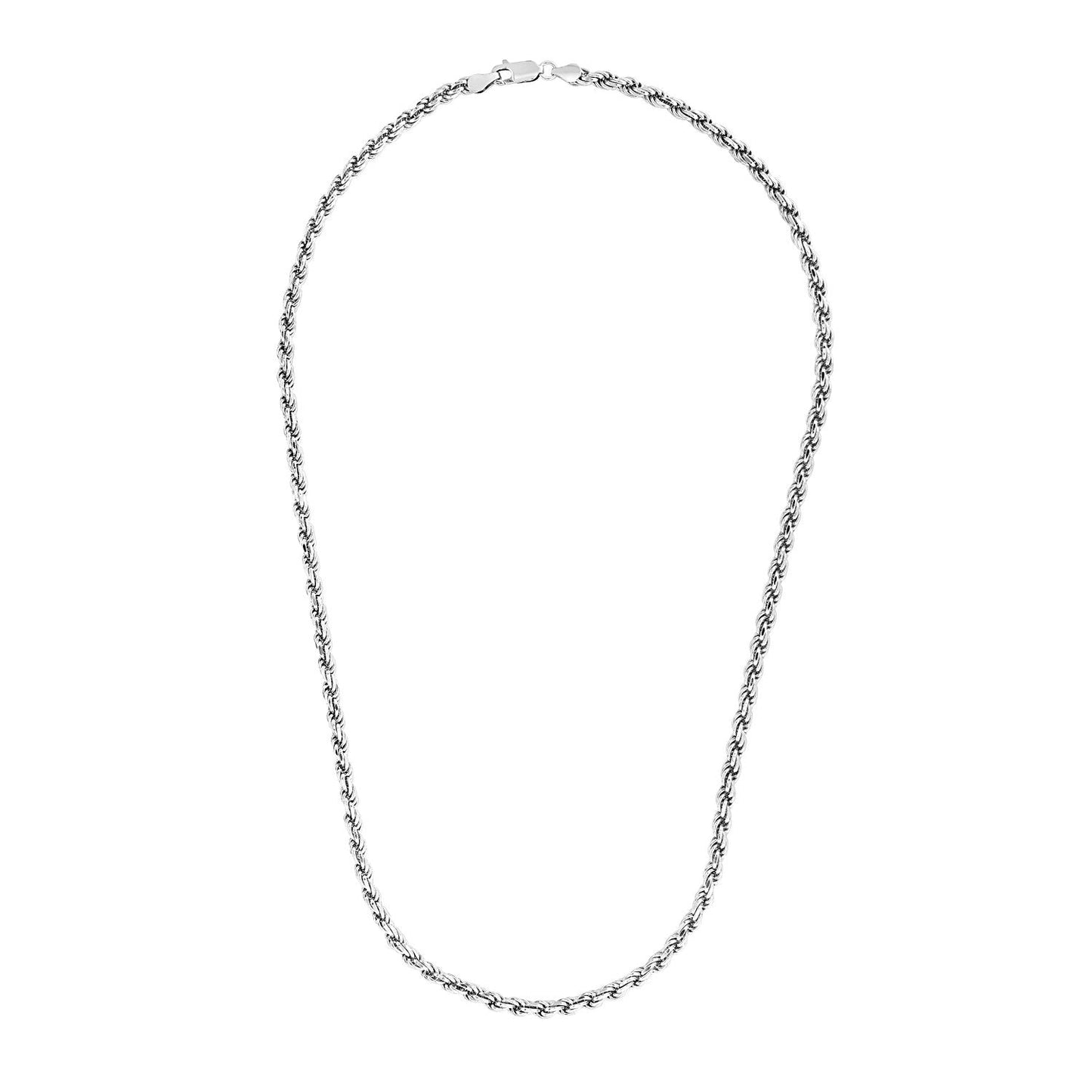 Cadena estilo cuerda de plata esterlina de 3,6 mm con corte de diamante