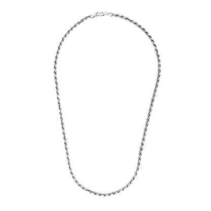 Cadena estilo cuerda de plata esterlina de 3,6 mm con corte de diamante
