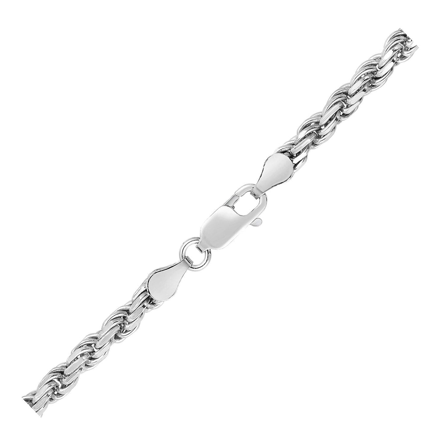 Cadena estilo cuerda de plata esterlina de 3,6 mm con corte de diamante