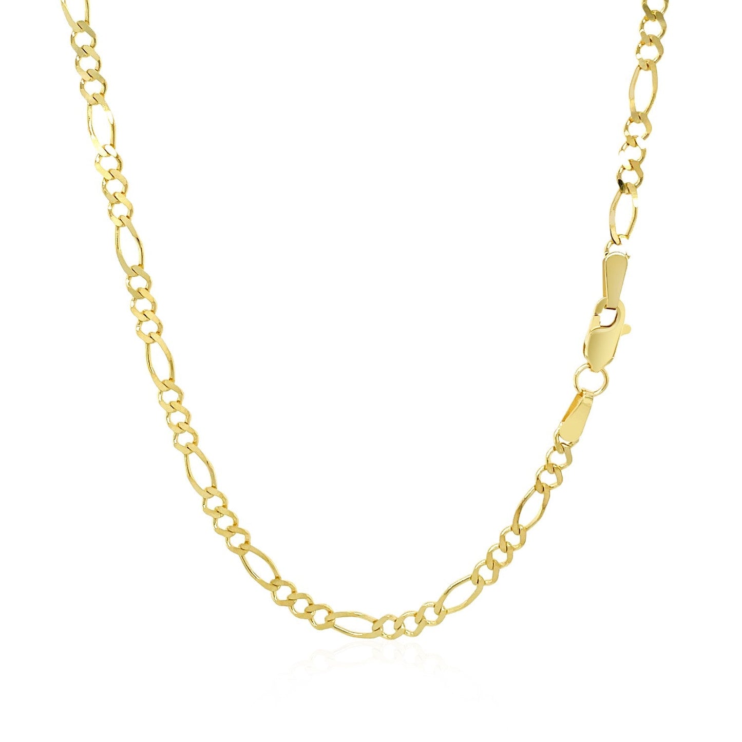 Cadena de Eslabones Figaro Sólida de Oro Amarillo de 14k y 2.8mm