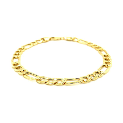 Pulsera Figaro Lite de oro amarillo de 14k y 6,5mm