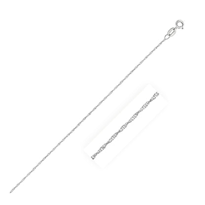 Cadena Singapur de oro blanco de 14k de 0.8mm