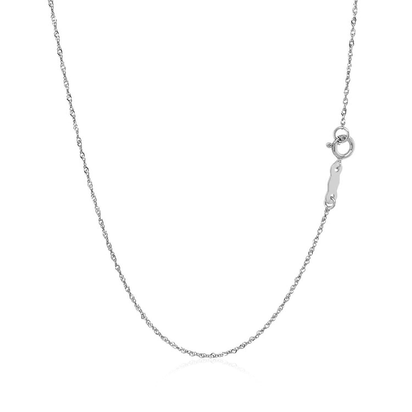 Cadena Singapur de oro blanco de 14k de 0.8mm