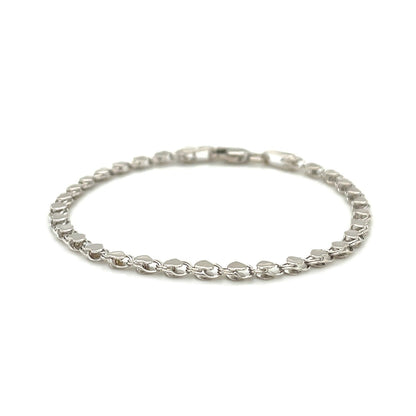 Pulsera de corazón de oro blanco de 14k de 2.9mm