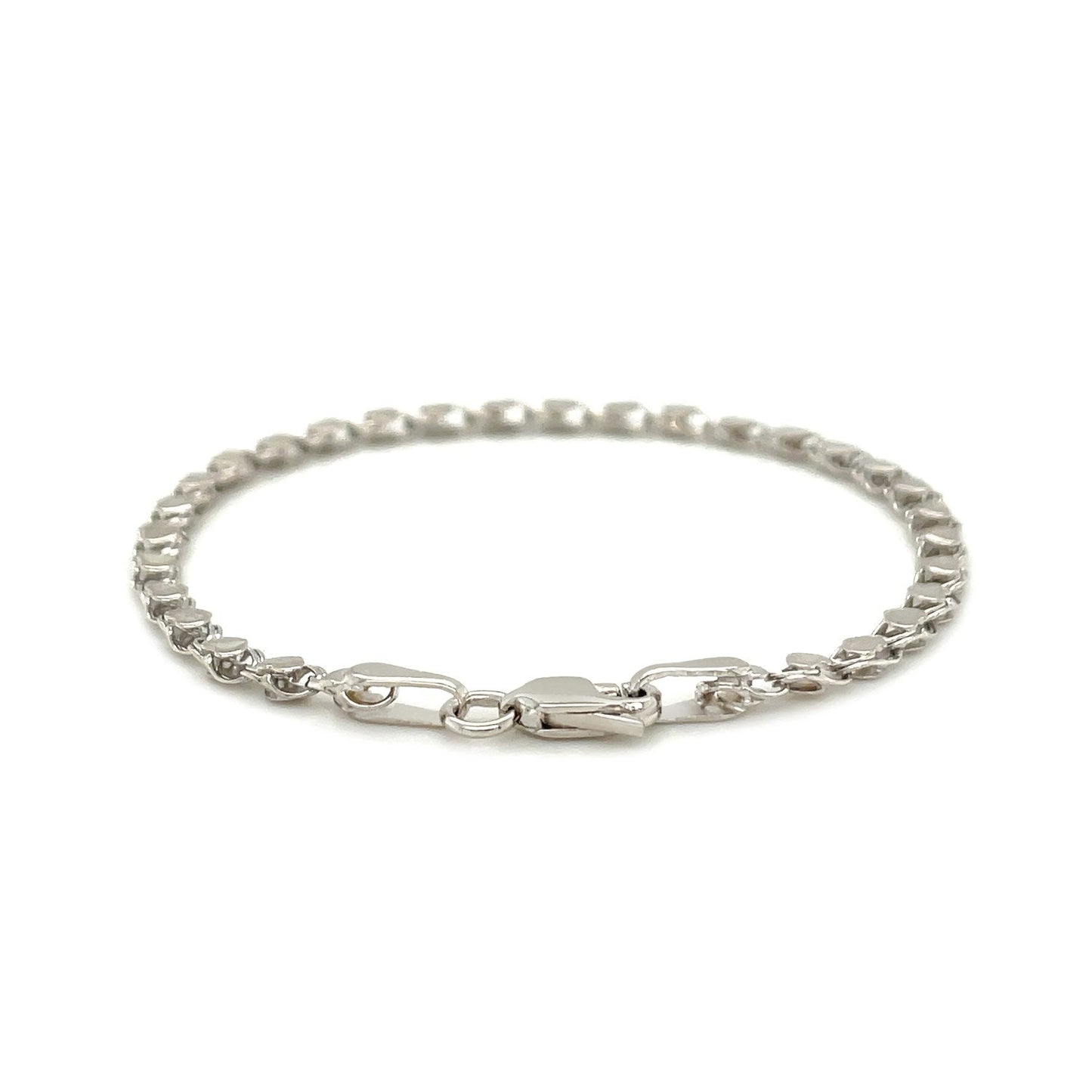 Pulsera de corazón de oro blanco de 14k de 2.9mm