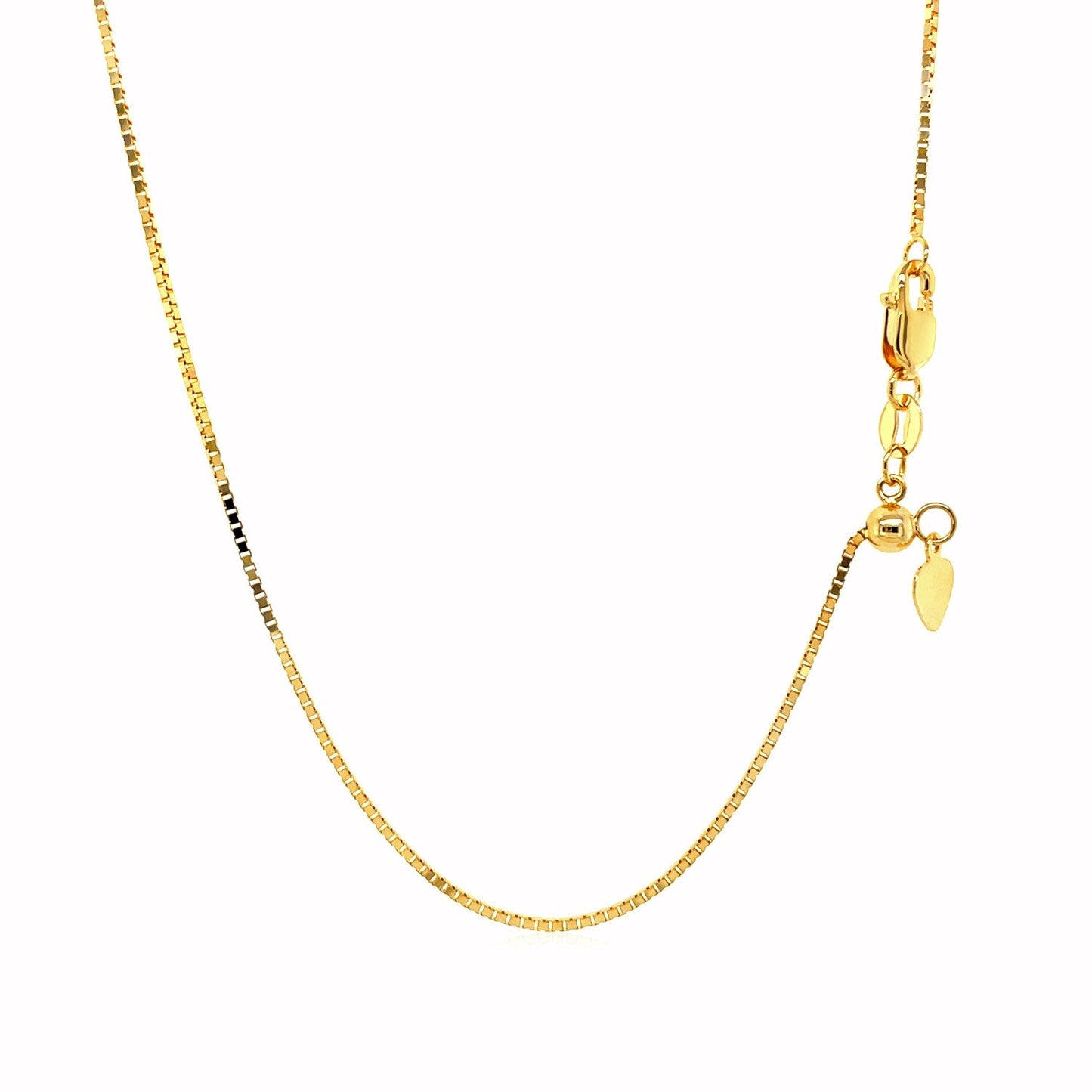 Cadena de caja ajustable de oro amarillo de 14k de 0,85 mm