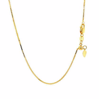 Cadena de caja ajustable de oro amarillo de 14k de 0,85 mm