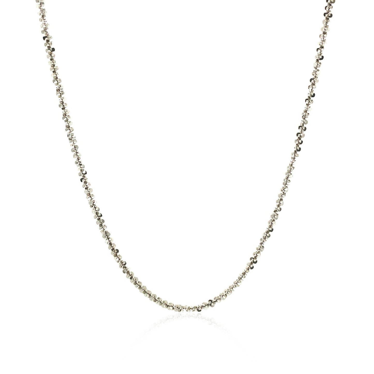 Cadena estilo brillo de plata esterlina de 1.7 mm bañada en rodio