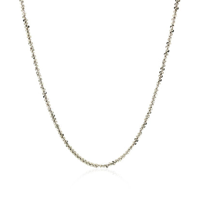 Cadena estilo brillo de plata esterlina de 1.7 mm bañada en rodio