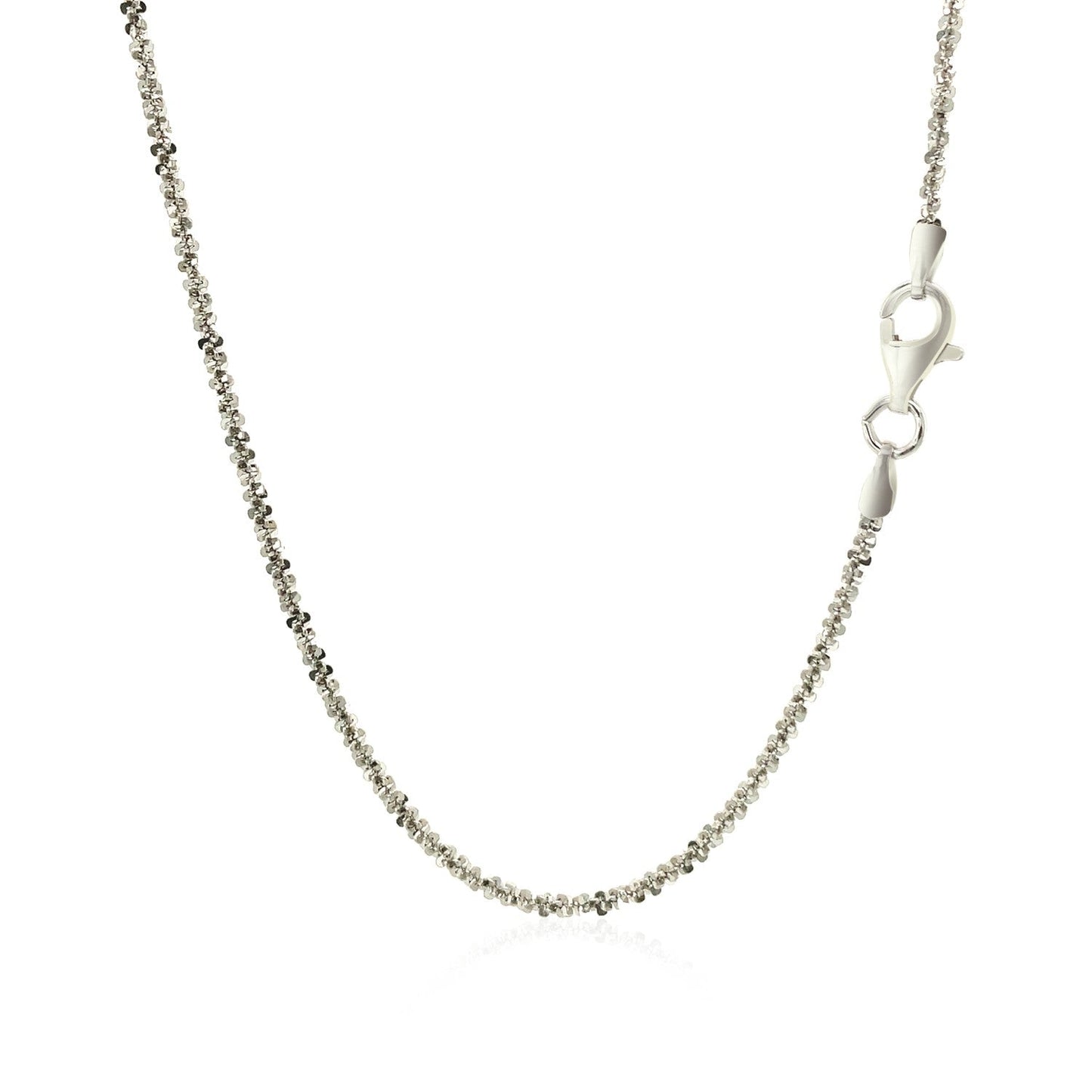 Cadena estilo brillo de plata esterlina de 1.7 mm bañada en rodio