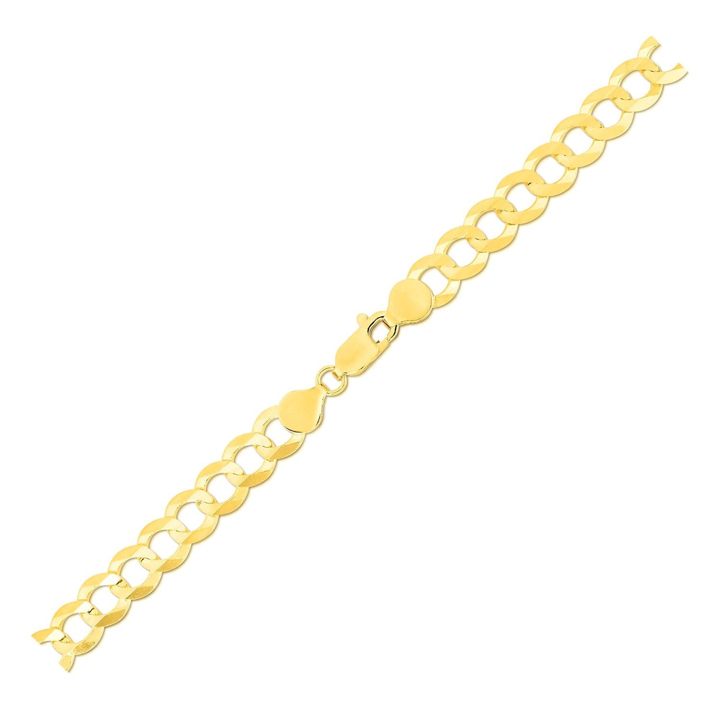 Pulsera maciza de oro amarillo de 14k con diseño de eslabones tipo cubano de 7,0 mm