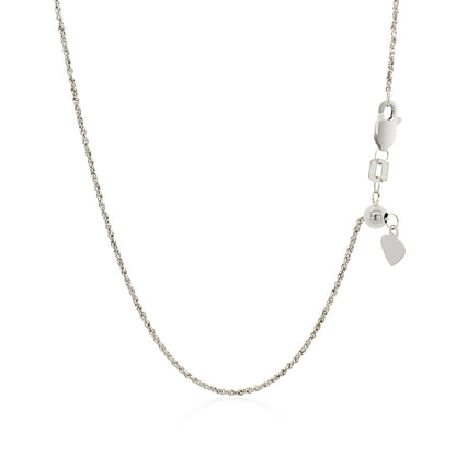 Cadena de cuerda ajustable de oro blanco de 14k 1.0mm
