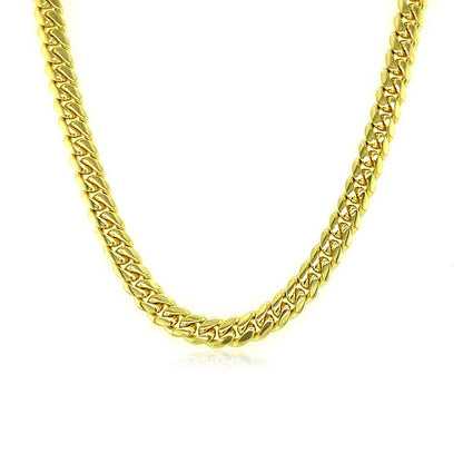 Cadena cubana clásica maciza de oro amarillo de 14k y 4.0mm