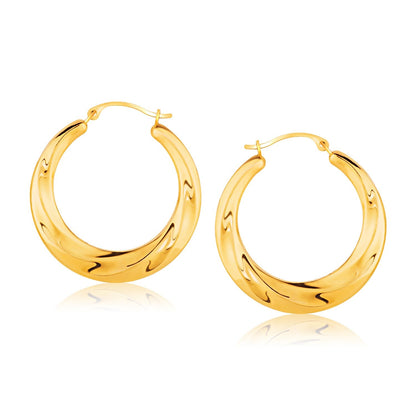Pendientes de aro texturizados de oro amarillo de 14k (1 pulgada de diámetro)