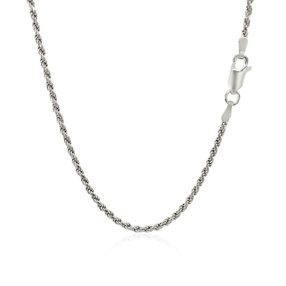 Cadena estilo cuerda de plata de ley de 1,8 mm con corte de diamante