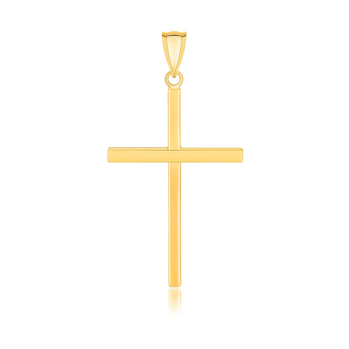 Colgante de cruz plana pulida de oro amarillo de 14k