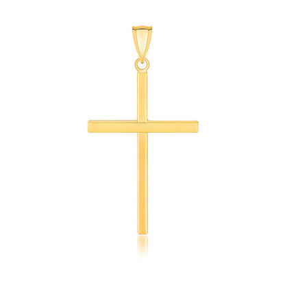 Colgante de cruz plana pulida de oro amarillo de 14k