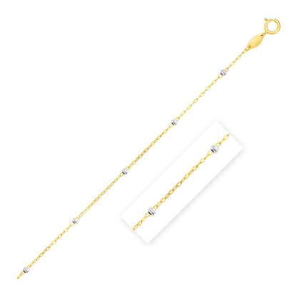 Cadena con colgante de eslabones de cuentas con corte de diamante en oro bicolor de 14k (3,5 mm)