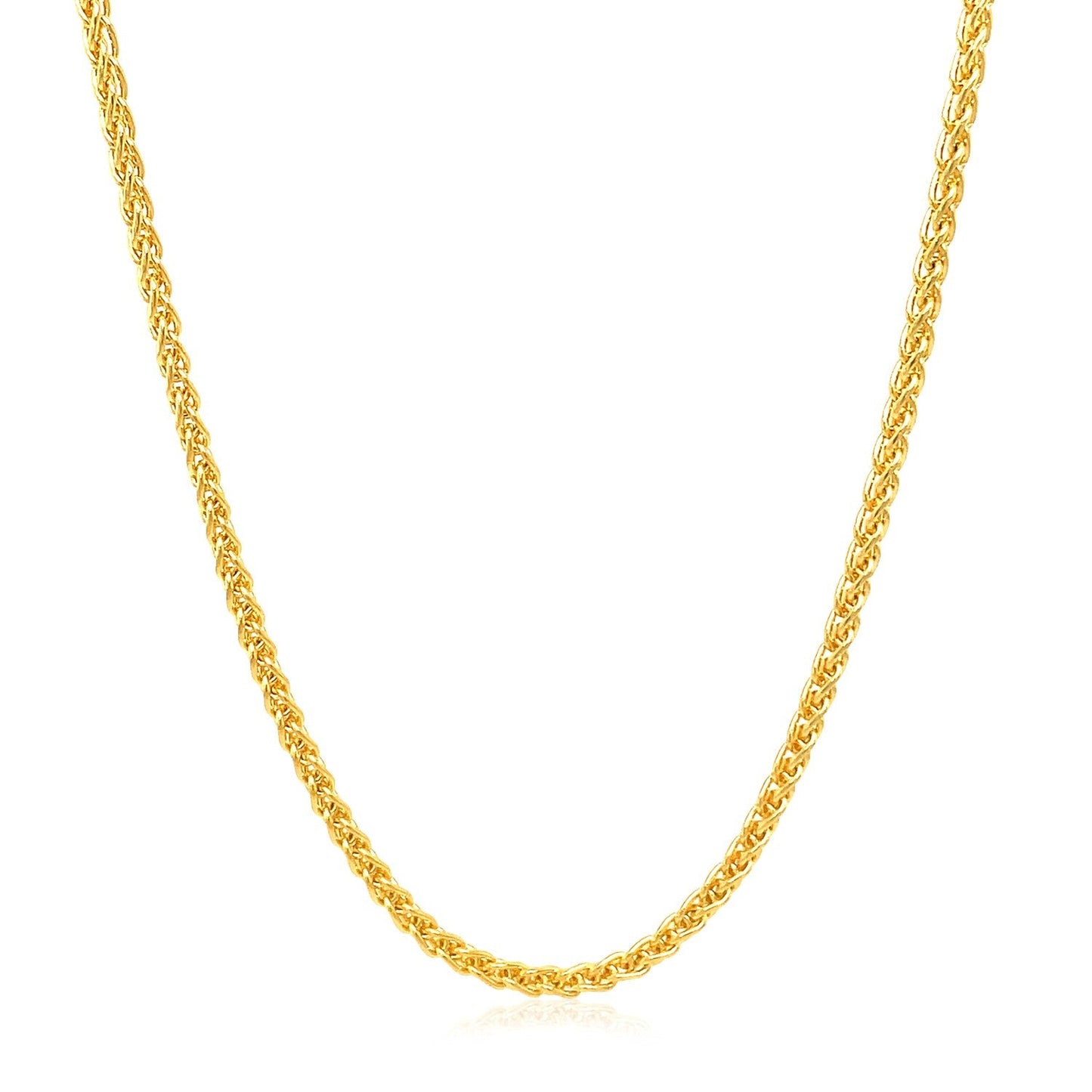 Cadena de trigo redonda de oro amarillo de 14k y 2,1 mm