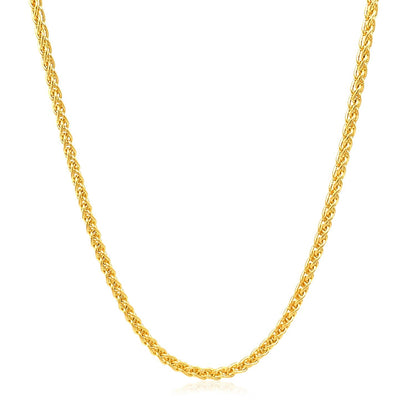 Cadena de trigo redonda de oro amarillo de 14k y 2,1 mm