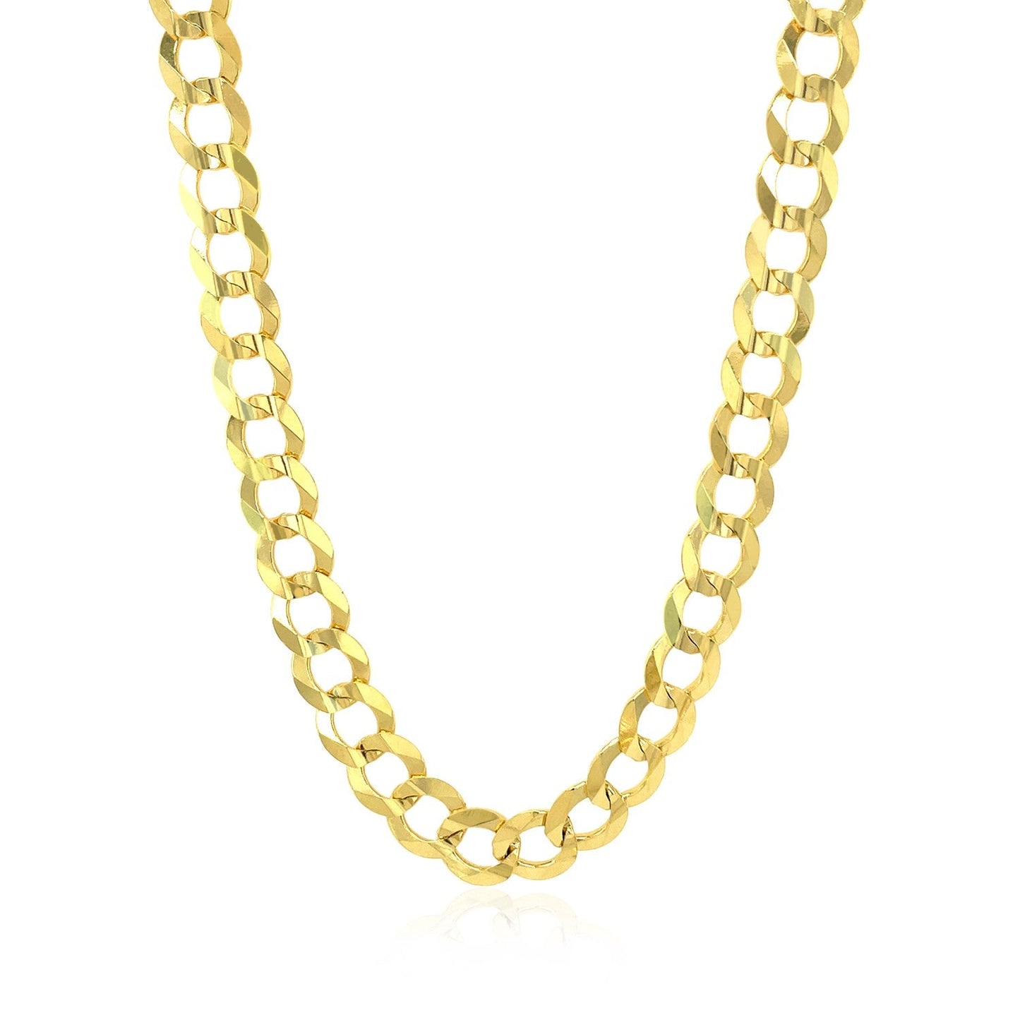 Cadena cubana sólida de oro amarillo de 14k y 7,0 mm