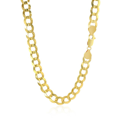 Cadena cubana sólida de oro amarillo de 14k y 7,0 mm