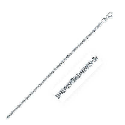 Cadena de plata esterlina estilo Sparkle de 2.2 mm con baño de rodio