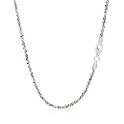 Cadena de plata esterlina estilo Sparkle de 2.2 mm con baño de rodio