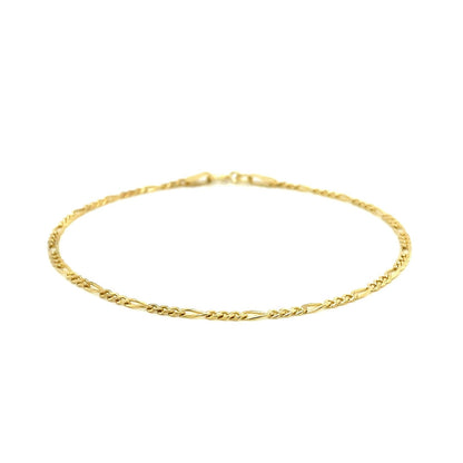 Pulsera Fígaro de oro amarillo de 14k y 1.5mm