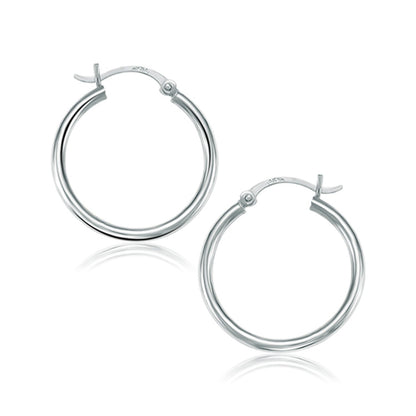 Pendientes de aro pulidos de oro blanco de 14k (25 mm)