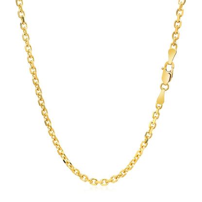 Cadena de eslabones de cable con corte de diamante de oro amarillo de 14k y 2.6mm
