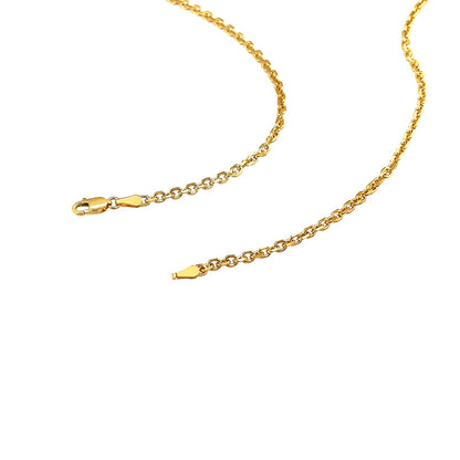 Cadena de eslabones de cable con corte de diamante de oro amarillo de 14k y 2.6mm